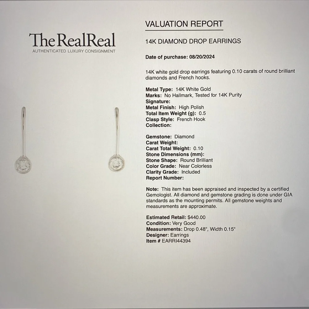 🍃 PERFECT Diamond and 14k White Gold Earrings 🍃 - Picture 3 of 3